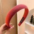 Vintage red velvet padded headband with high crown design for women's hair styling - Fine Woven Fabric Style / Garnet Red