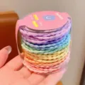 Pack of colorful wavy elastic hair ties for girls in a transparent storage case - 48 Pieces per Set / Macaron Anti-Slip Type