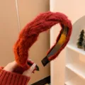 Serre-tête large rouge duveteux élégant pour les coiffures de Noël et du Nouvel An - qd20# Bandeau Croisé Rouge