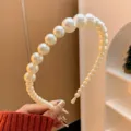 Elegant white gradient pearl headband designed for a sophisticated high top look - Pearl Type F