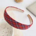 Elegant vintage red plaid wide headband for women, stylish festive hair accessory - Red Grid