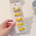 Set of yellow fabric-wrapped baby hair clips with cute flower bear and pineapple designs - Yellow Bear (BD3975)
