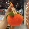 Creative soft orange rabbit fur persimmon keychain plush pendant for cute bag decor - Orange Persimmon (Real Rex Rabbit Fur)