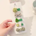 Cute green cloth-wrapped hair clip set for baby girls and infants - Green Flower (BD3975)