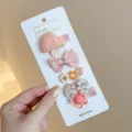 Cute pink fabric-wrapped hair clip set for infants and baby girls. - Mushroom (BD3975)