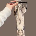 Elegant vintage hair stick with silk ribbon and crane print for Hanfu style hairstyles - Crane