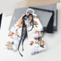 Elegant Chinese style orange floral hair ribbon with black tassel hair stick set - Winter Sweet