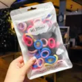 Kleurrijke mini haarelastiekjes set voor kinderen in een transparante gripzak verpakking - 50 stuks zak / Regenboog Zwart