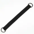 Detail view of durable polyester swing strap with metal D-rings for secure outdoor hanging. - Black