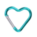 Moschettone in alluminio a forma di cuore portachiavi gancio metallo zaino viaggio - Verde
