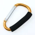 Oversized D-shaped aluminum carabiner with foam grip, heavy-duty locking hook for bags and skates. - 14# Gold