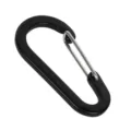 Black gourd-shaped aluminum alloy carabiner keychain, portable outdoor camping gear hook. - Black