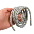 Cordon de lanière de téléphone tressé gris 8 mm avec motif jaune, sangle en polyester durable. - Rayures grises 8 mm