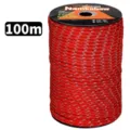 Detailed view of 4mm 7-strand reflective paracord spooling, ideal for camping tents. - 100 Meters / Red