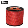 Red reflective paracord 4mm 7-strand 100% nylon camping tent rope 50m spool for outdoor survival. - 50 Meters / Red