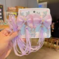 Detalle de pinzas para el pelo Hanfu rosas con borlas largas y elegantes perlas - 30-Asta de Ciervo / Púrpura