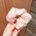 Elegant pink chiffon scrunchie with floral pattern for ponytail styling - Pink Large Flower