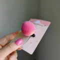 Cute pink fuzzy peach hair clip with soft flocked texture for women girls hair decor - 2 Pieces/Pack / Peach