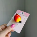 Cute 3D pomegranate shaped hair clip with vibrant red and yellow gradient finish for girls - 2 Pieces/Pack / Pomegranate