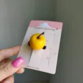 Cute yellow apple fruit simulation hair clip for girls on a pink display card - 2 Pieces/Pack / Yellow Date