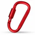 Moschettone rosso in lega di alluminio a forma di D con ghiera a vite lunga per chiavi. - Rosso