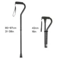 Bastone da passeggio pieghevole e regolabile con impugnatura ergonomica e altezza 80-97 cm. - 43cm / Nero