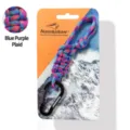 Outdoor paracord braided keychain with carabiner in blue purple plaid color for daily use. - Paracord Water Bottle Buckles - Blue & Purple Plaid