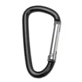 Size 5 D-shaped aluminum outdoor carabiner snap hook, lightweight clip for travel and camping. - Black