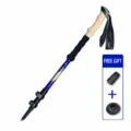 Outdoor 7075 aluminum alloy telescopic trekking pole, lightweight hiking stick in dark blue. - Blue
