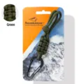 Outdoor paracord keychain and bottle holder strap with branded packaging card in green color. - Paracord Water Bottle Buckles - Army Green