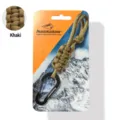 Outdoor paracord braided keychain and bottle buckle, durable survival gear in khaki color. - Paracord Water Bottle Buckles - Khaki