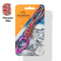 Outdoor paracord sleutelhanger roze groen geweven fleshouder met metalen karabijnhaak - Paracord waterfles gespen - Roze en groen geruit