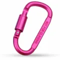 No. 8 D-shaped aluminum alloy carabiner with long screw lock, rose red keychain hook. - Rose Red