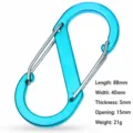 Maat 9 S-vormige aluminium karabijnhaak met dubbele roestvrijstalen draadveerpoort. - Meerblauw