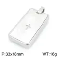 Pendentif plaque militaire croix en acier inoxydable pour homme, finition brossée, 33x18mm, 16g. - Pendentif Plaque Militaire Croix Creuse(KP119763-HR)