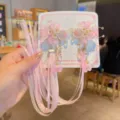 Pink floral Hanfu hair clips with long tassels and silk ribbons - Thousand Leaves