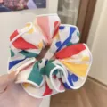 Large colorful graffiti print fabric scrunchie for sweet hair styling bun accessories - Seven-Color Striped