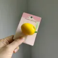 Cute and realistic yellow lemon fruit hair clip for women and girls hair accessory - 2 Pieces/Pack / Sour Lemon
