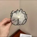 Detail view of elegant white mesh flower hair claw clip with central pearl embellishment - Flower Bud Claw Clip / 1 Piece/Pack (8cm) / Off White