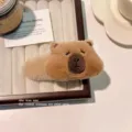 Adorable plush brown Capybara cartoon hair clip with soft fur for girls and kids - BB Clips / Brown