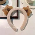 Adorable plush capybara headband featuring soft fluffy cartoon animal ears for women and girls - Headband / Beige