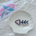 Cute cartoon fishbone hair clip accessory for kids in pastel pink and blue finish - Pink Head Fishbone