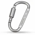Grey aluminum alloy locking D-ring carabiner clip, durable outdoor backpack accessory hook. - Silver Gray