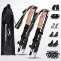 Faltbare Wanderstöcke 5-teilig aus Aluminium Trekkingstöcke für Outdoor Reisen Sport - Schwarz