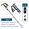 5-sektion klappbare Wanderstoecke aus Aluminiumlegierung für Outdoor Sport, blau. - Gebogener Griff Blau