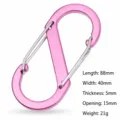 Roze maat 9 aluminium S-karabijnhaak met dubbele roestvrijstalen draadpoorten 88x40mm. - Roze