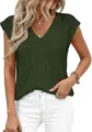 Dames V-hals mouwloos gebreid topje casual groen zomer trui vest basic kledingstuk - S / Rood