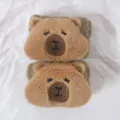 Cute brown plush capybara scrunchie set for kids and women hair styling accessories. - Wristbands (Pair) / Brown