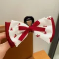 Pince à cheveux noeud rouge et blanc pour filles, accessoire de coiffure style princesse - Ribbon pattern grip