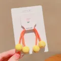 Candy colored high elastic hair ties with yellow bead charms for girls hair styling - Round Ball Style / Yellow Round Ball (1 Piece)